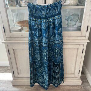 FARM RIO FLORAL MAXI SKIRT ANTHROPOLOGIE BLUES SIZE SMALL NWT